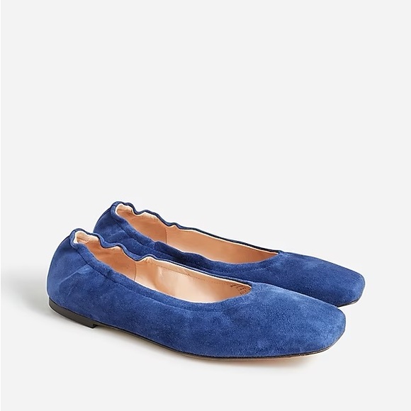 J. Crew Shoes Nwb J Crew Anya Scrunchie Ballet Flats In Blue Suede
